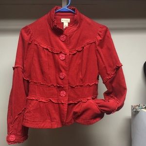 ✨ELEVENSES✨ Red Corduroy Button Up Blazer